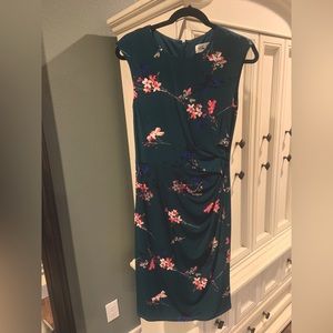 Green floral Eliza J sheath dress, like new